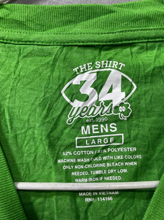 34 Years Green Cotton T Shirt For Men L - Preloved Labels
