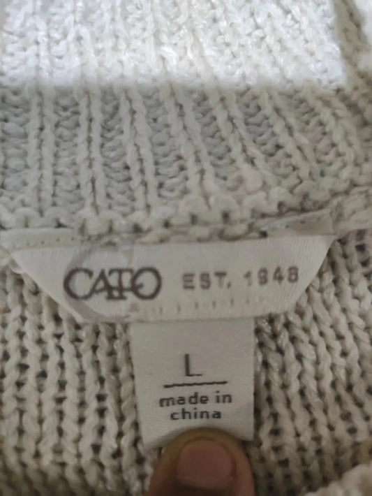 Cato Women Cream Striped Sweater L – Preloved Labels (view 2)