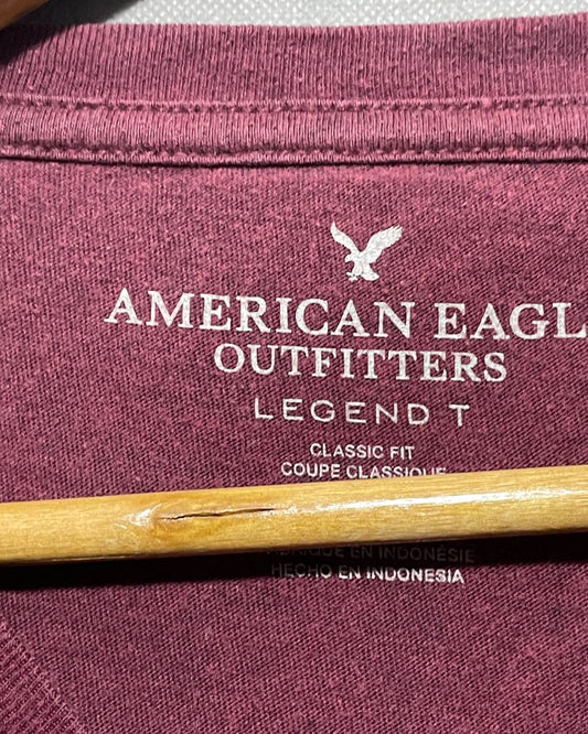 American Eagle Maroon T Shirt For Men X Small
