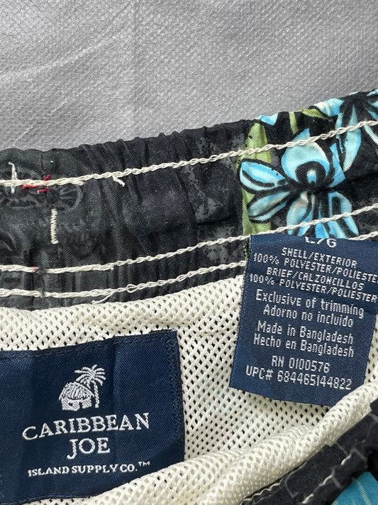 Caribbean Joe Black Polyester Short For Men L