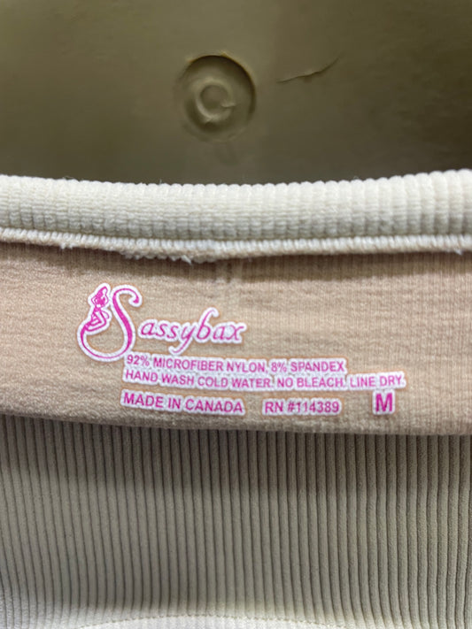 Sassy Bax Cream Sports Gym Bra For Women M
