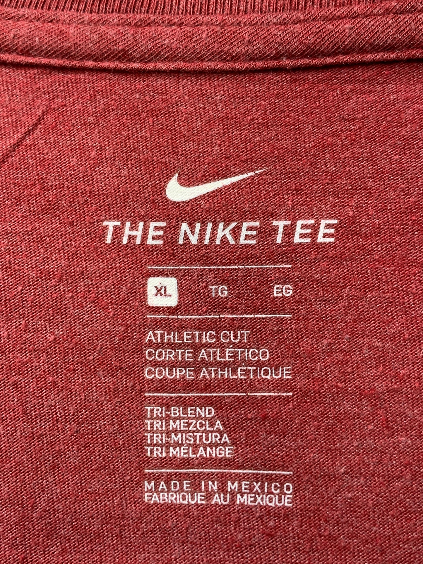 Nike The Tee Maroon Cotton For Women T Shirt X Large