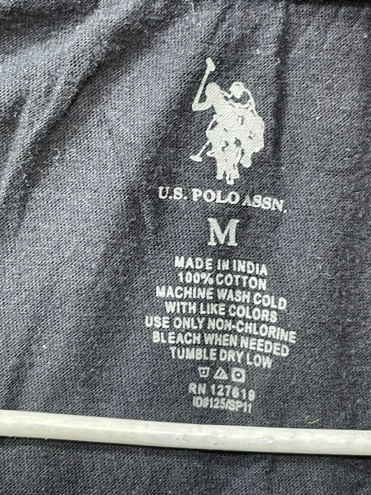 U.S Polo Assn Black Cotton T Shirt For Men Medium
