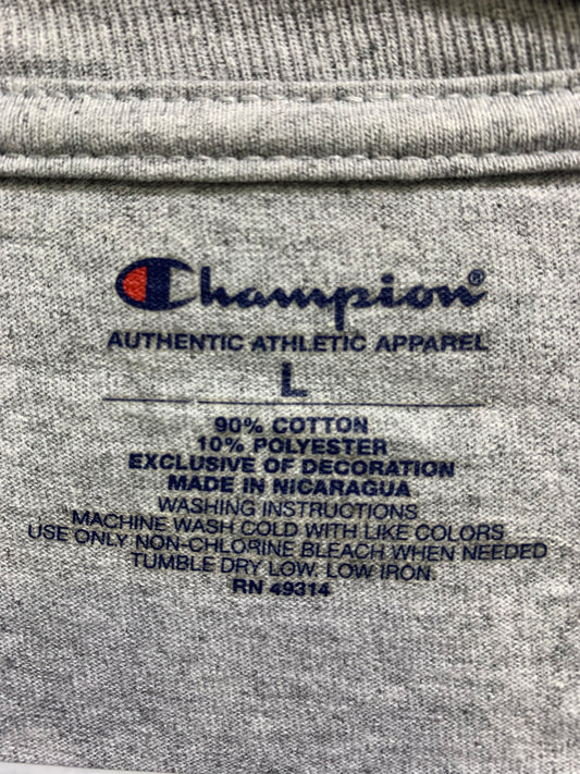 Champion Gray Cotton T Shirt For Men Small