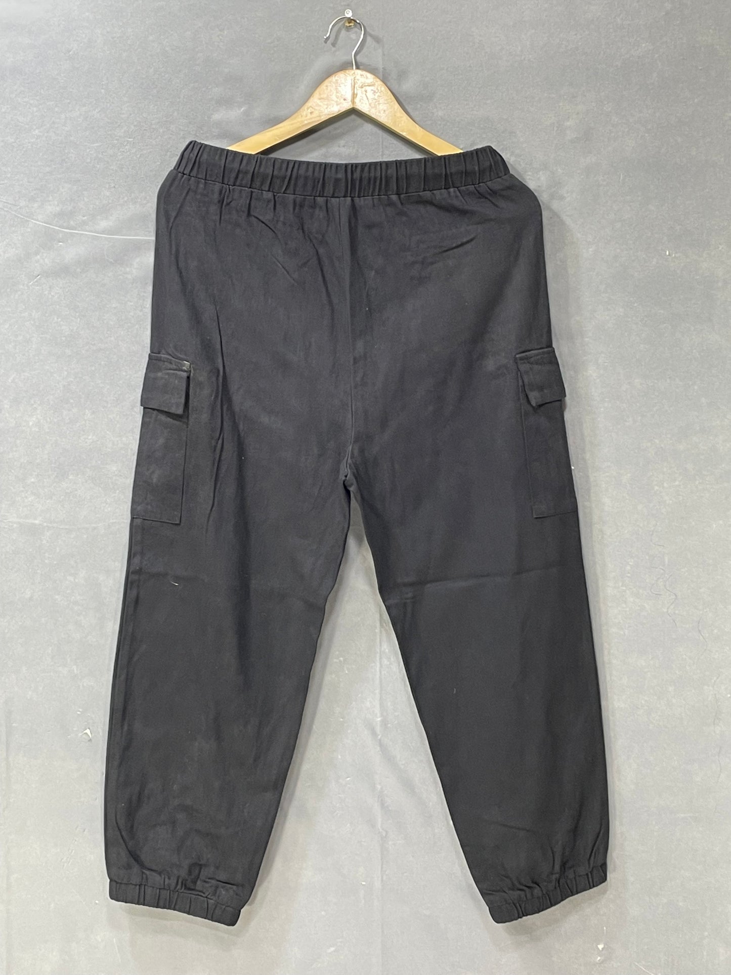 CRESCENT Black Cotton For Men Cargo Pant S