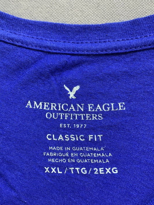 American Eagle Branded Original Blue & Green Cotton T Shirt For Men