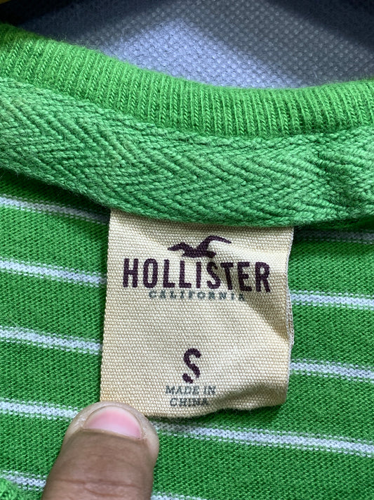 Hollister Branded Original Cotton Green & White T Shirt For Men