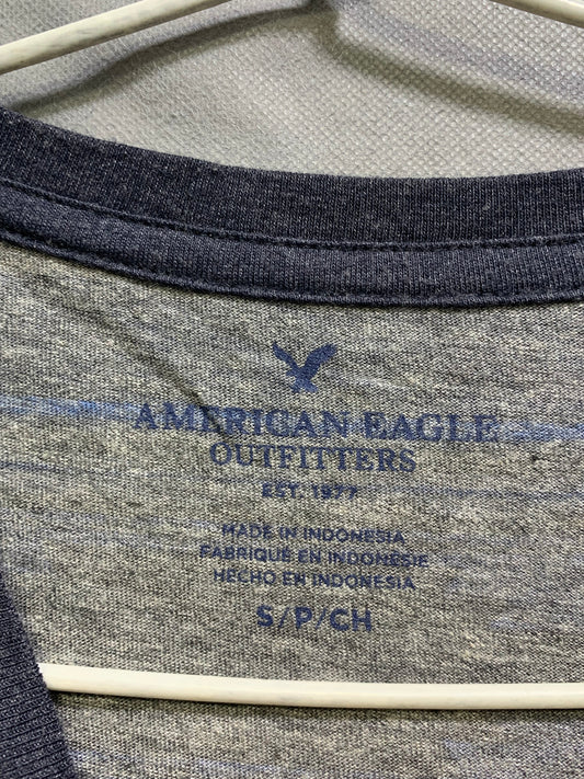 American Eagle Branded Original Blue & Blue Cotton T Shirt For Men