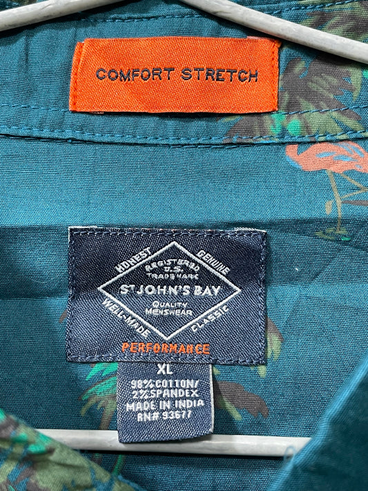 St John Bay Green Cotton Shirt For Men X Large