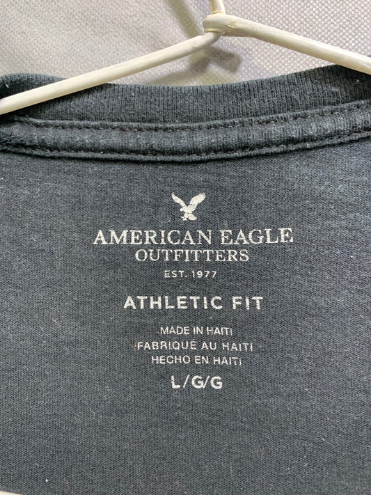 American Eagle Branded Original Black Cotton T Shirt For Men