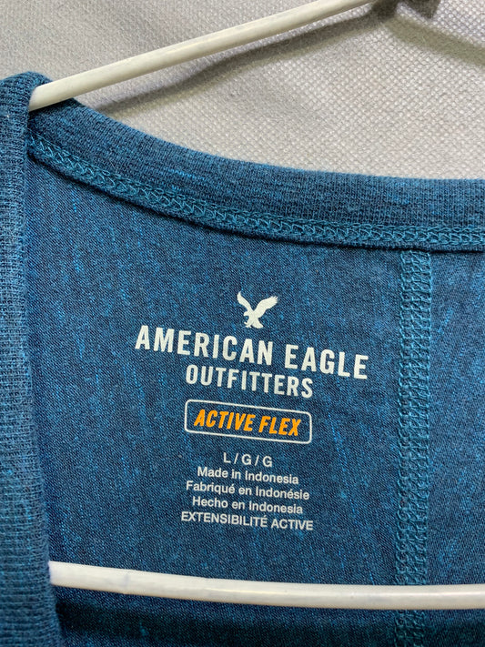 American Eagle Branded Original Green & Gray Cotton T Shirt For Men