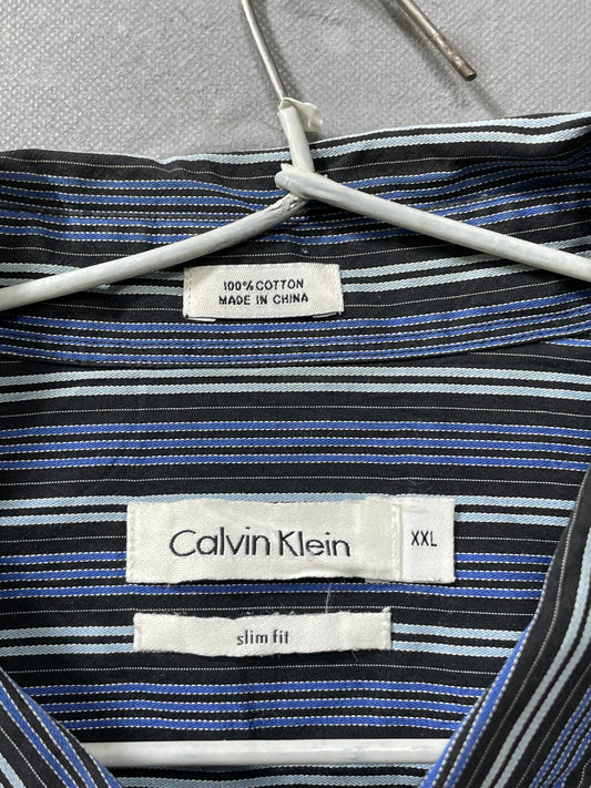 Calvin Klein Blue Cotton Shirt For Men XX Large