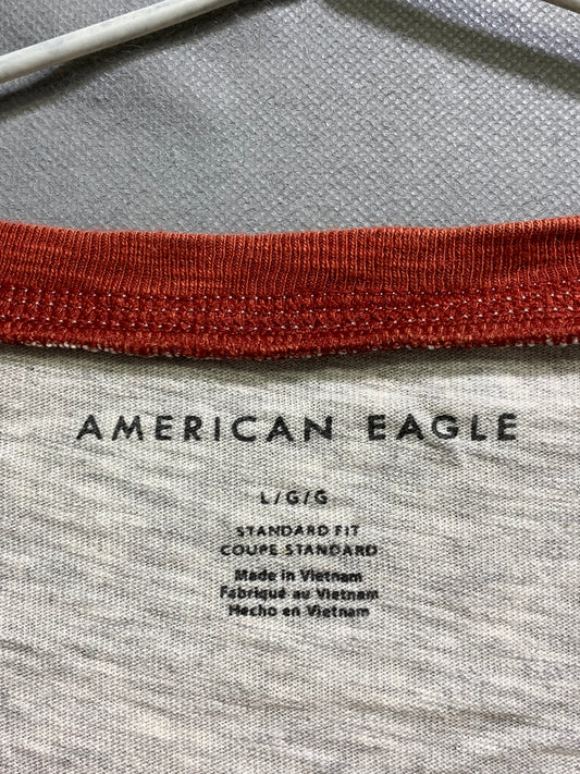 American Eagle Branded Original Gray & Red Cotton T Shirt For Men