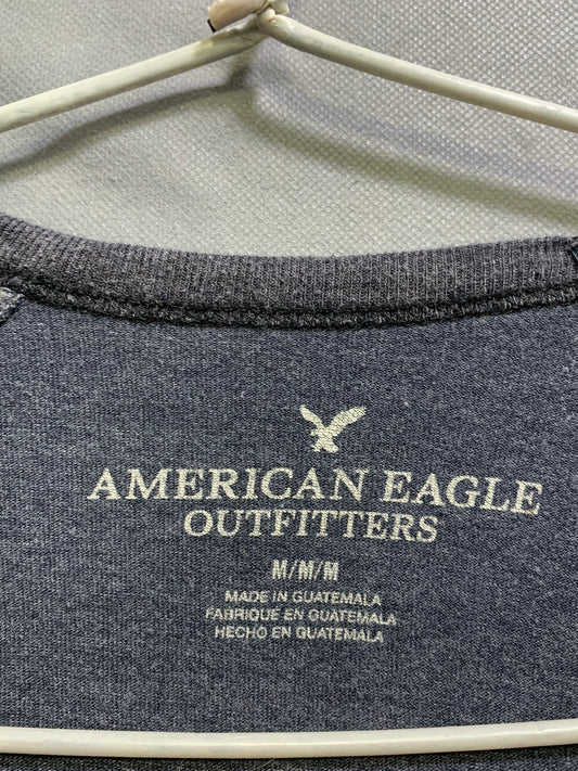 American Eagle Branded Original Gray & Black Cotton T Shirt For Men
