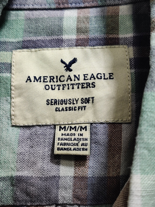 American Eagle Branded Original Green Cotton Shirt For Men