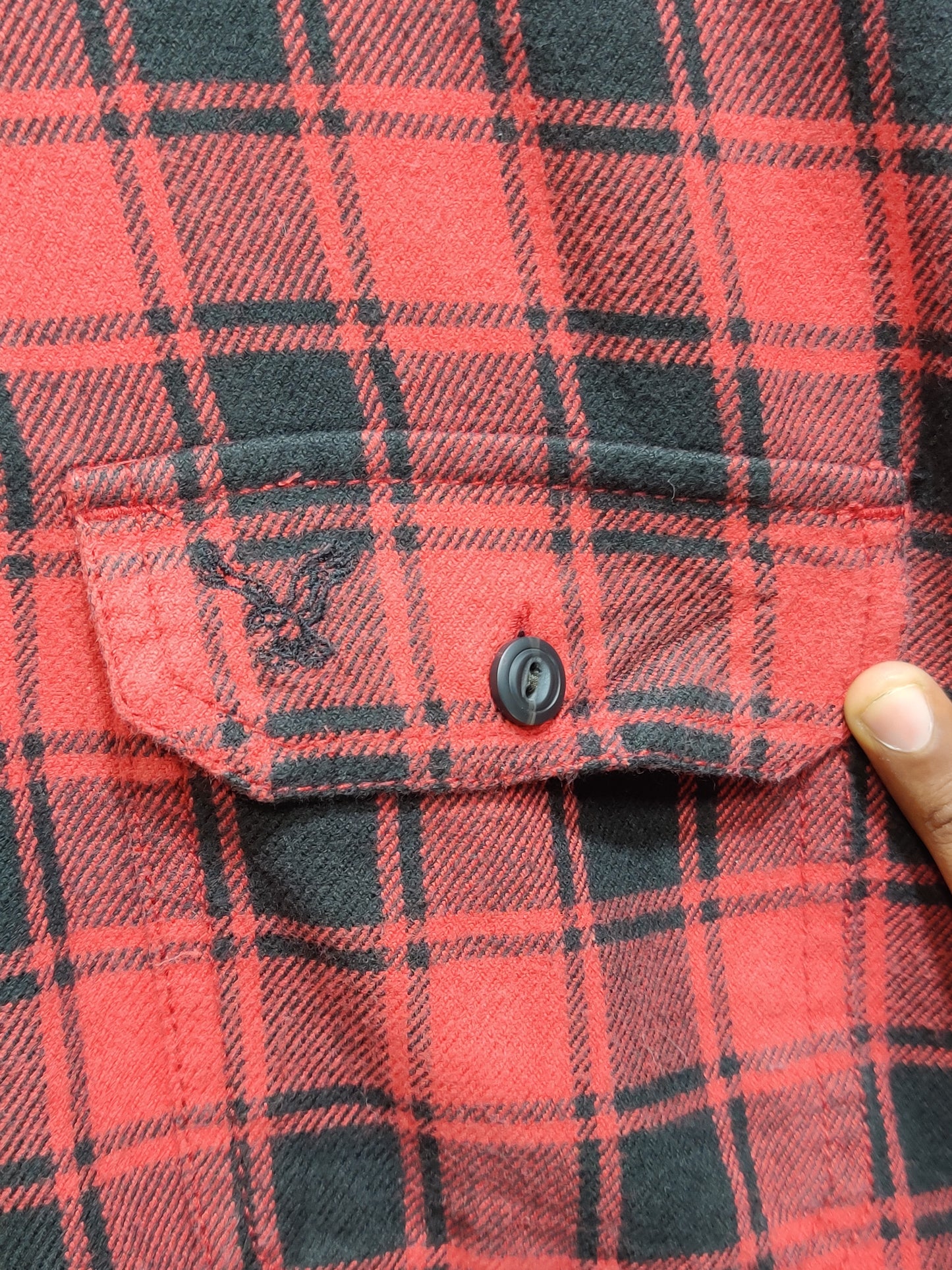 American Eagle Red Cotton Winter Shirt For Men