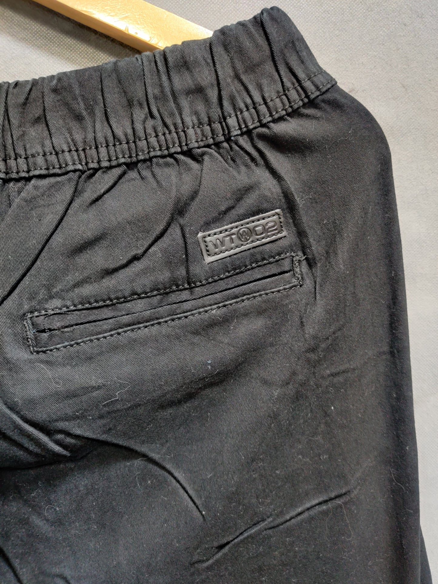 WT02 Black Cotton For Men Cargo Pant S