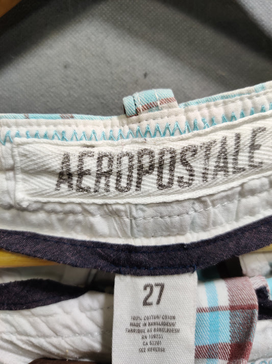 Aeropostale White & Maroon Cotton Short For Men X Small