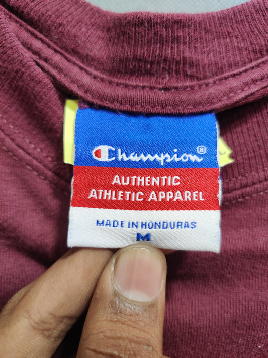 Champion Maroon Cotton T Shirt For Men Medium