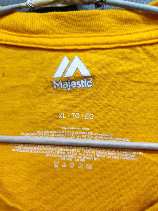 Majestic Yellow Cotton T Shirt For Men X Large