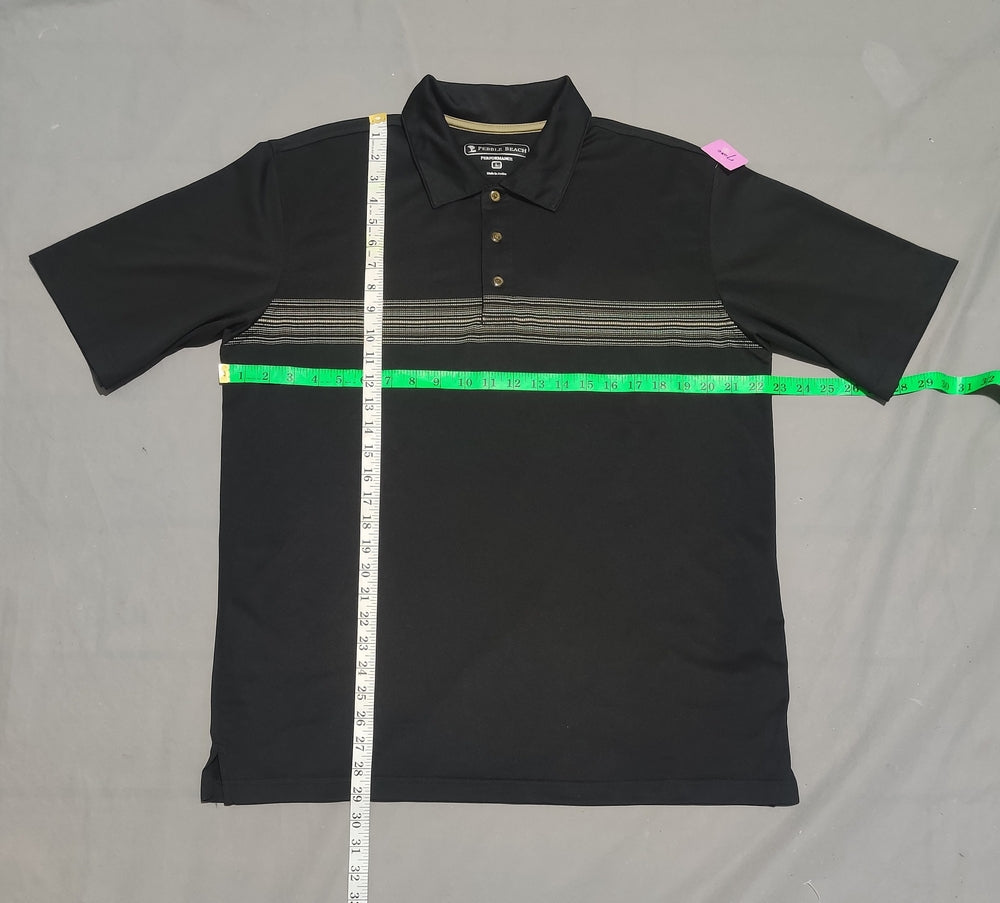 Pebble Beach Men Sport Black Polo T Shirt