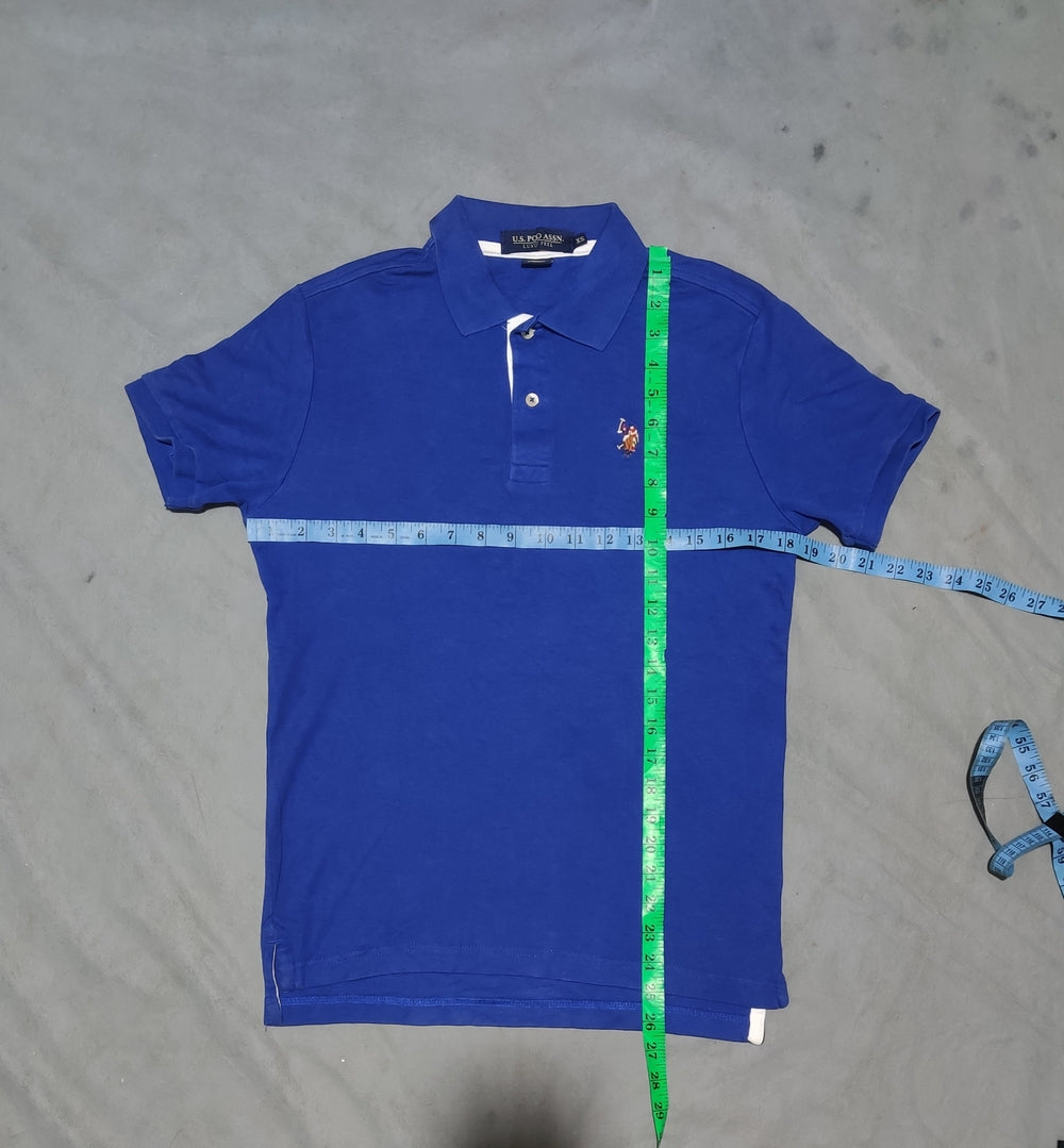 Polo U.S. Assn Men Blue Cotton Polo T Shirt XS