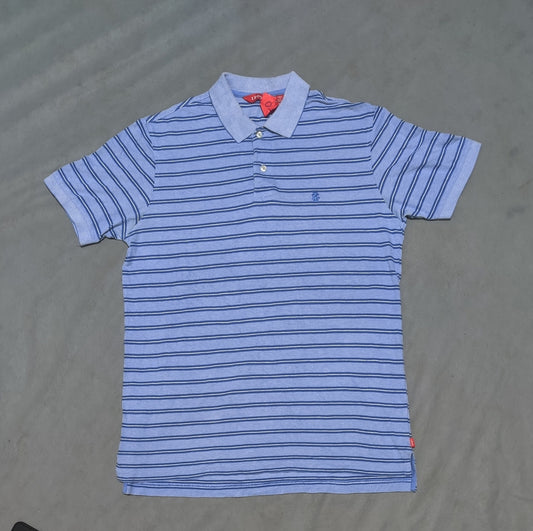 Izod Men Blue Cotton Polo T Shirt M