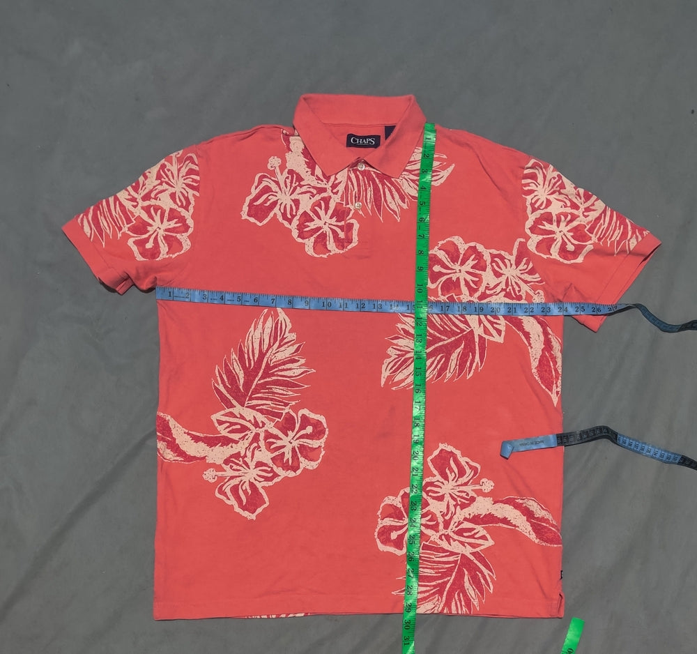 Chaps Men Red Cotton Polo T Shirt L