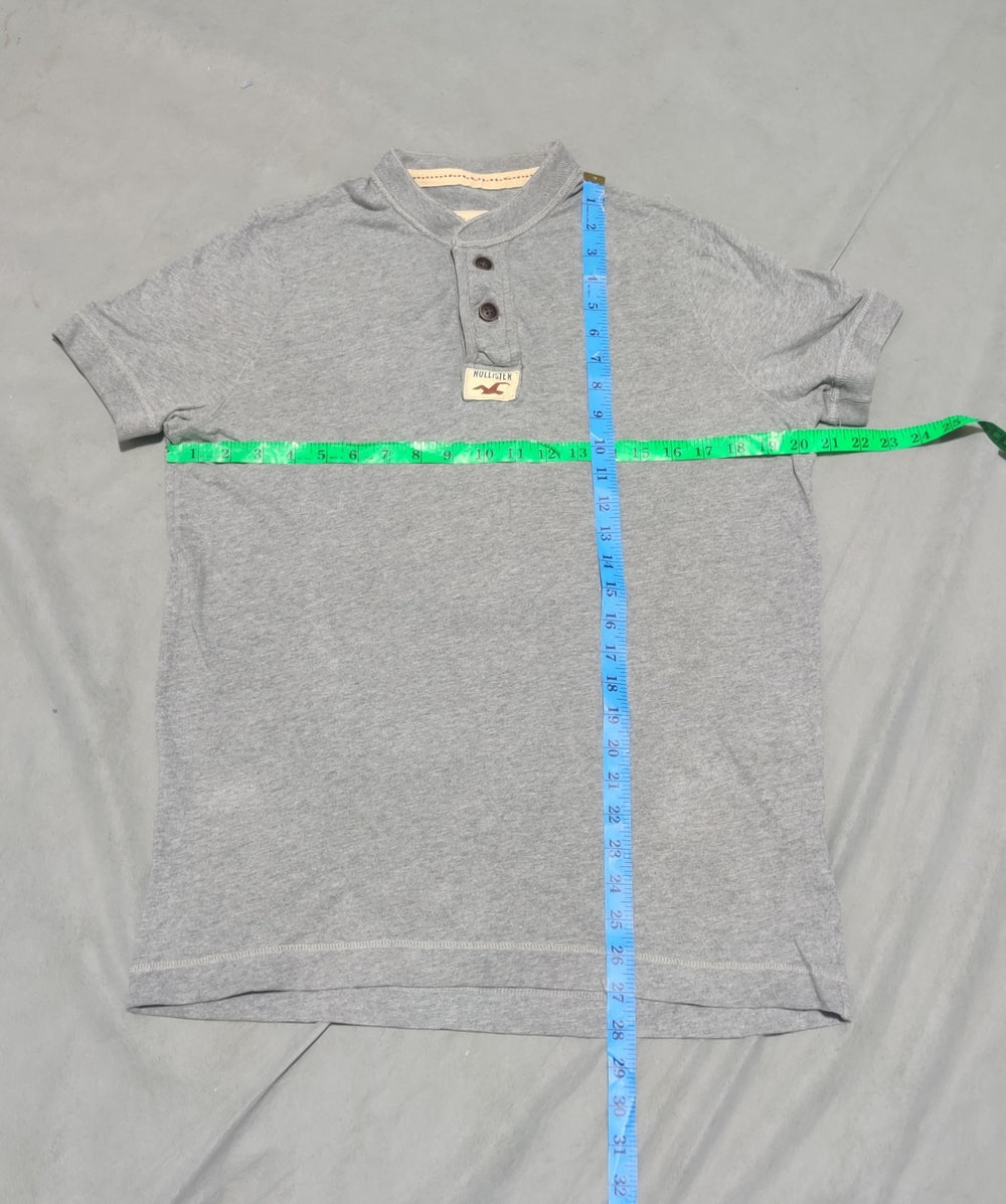 Hollister Men Cotton Gray T Shirt L