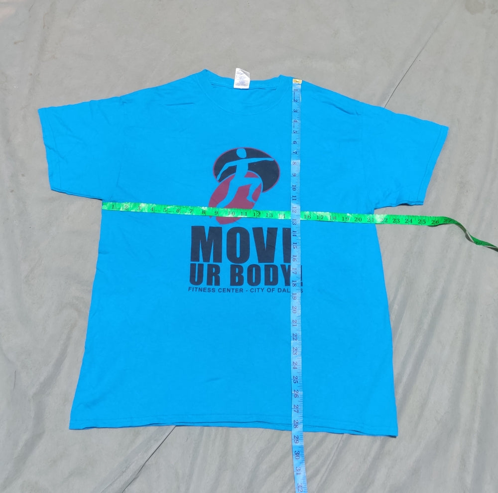Gildan Men Cotton Blue T Shirt L