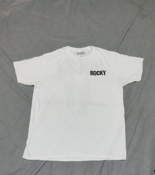 Rocky Men Cotton White T Shirt L