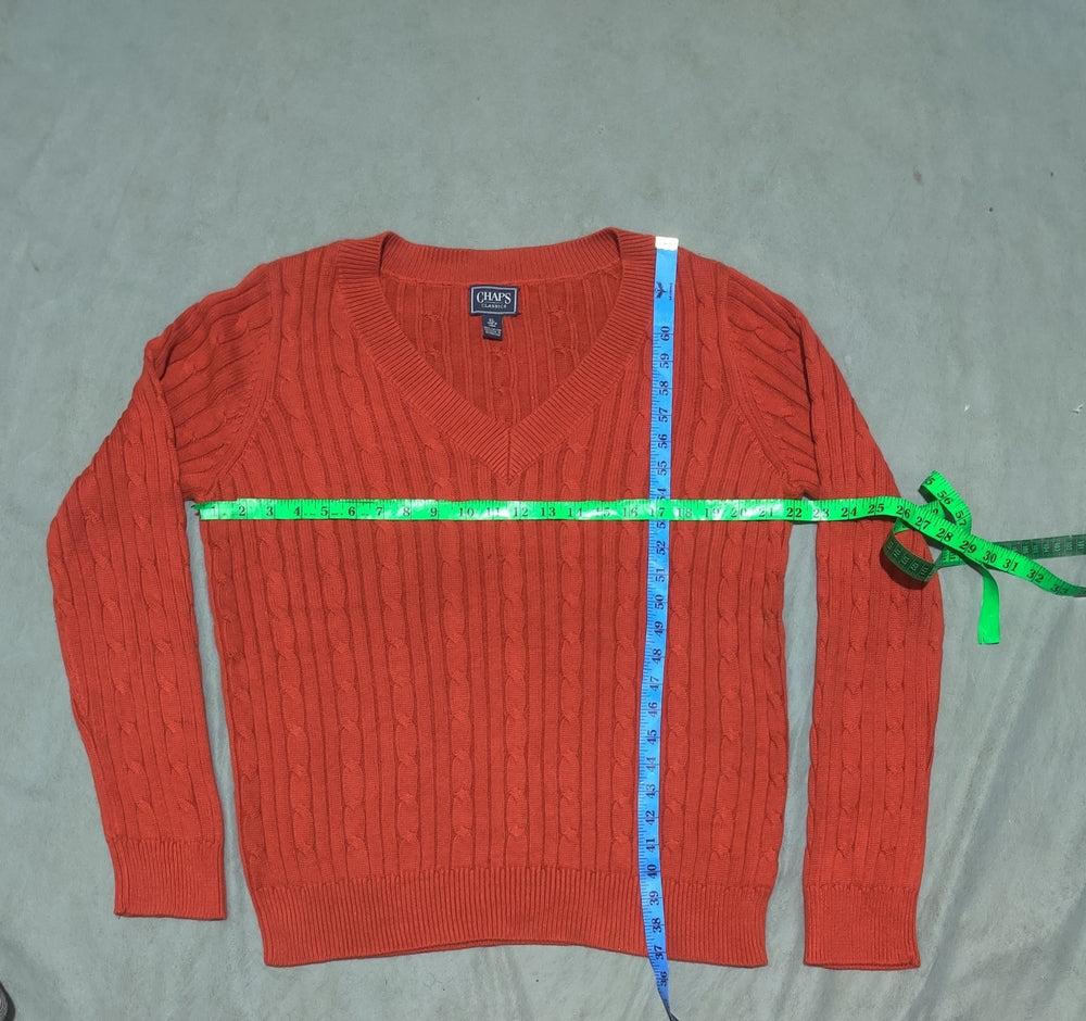 Chaps Women Cotton Fleece Orange Sweater XL