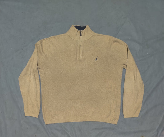 Nautica Men Cotton Fleece Cream Sweatshirt L