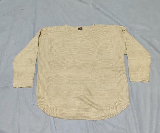 Lee Women Cotton Fleece Cream Sweater L