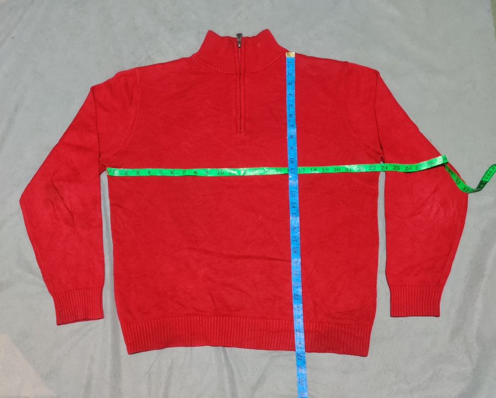 Tommy Hilfiger Men Red Half Zip Sweater L