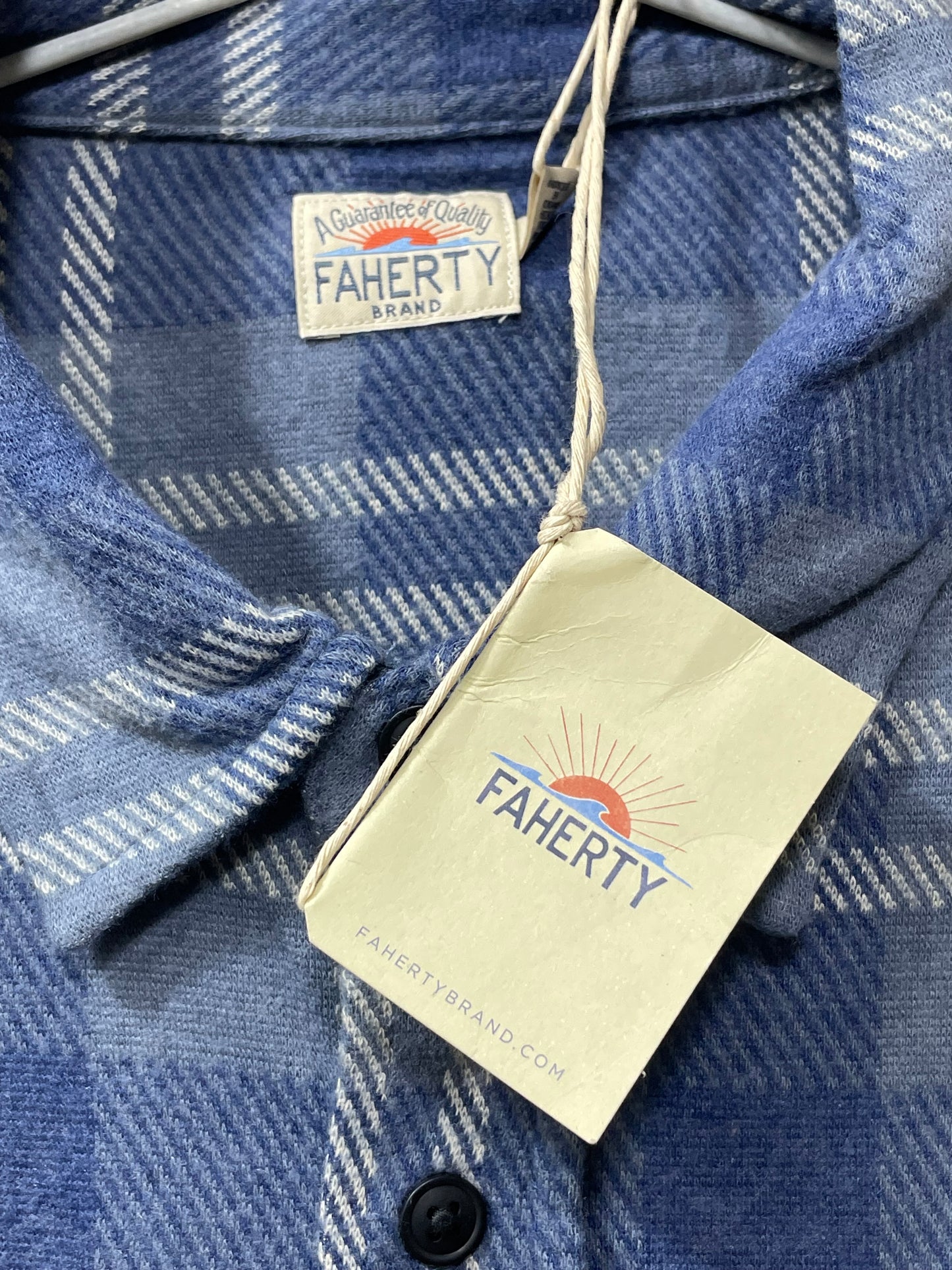 Faherty Blue Cotton Winter Shirt For Men X Large
