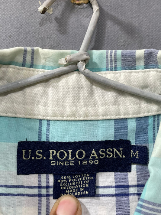 U.S Polo Assn Blue Cotton Shirt For Men Medium