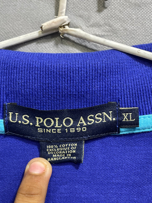 U.S Polo Assn Blue Cotton Polo T Shirt For Men X Large