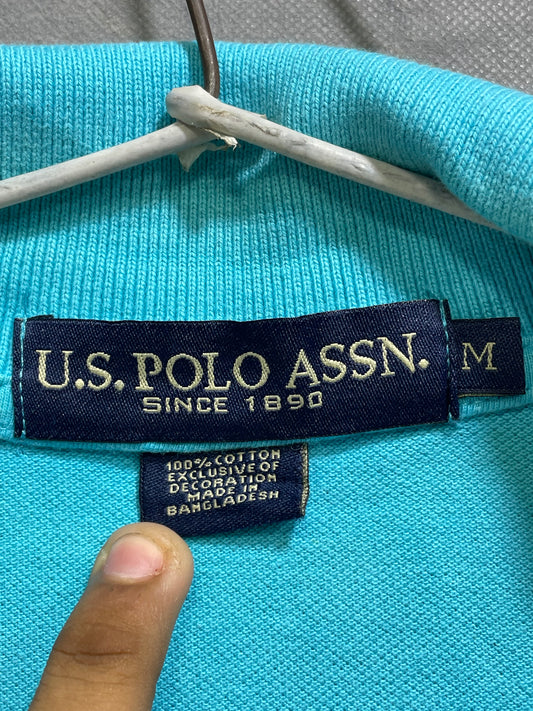 U.S Polo Assn Blue Cotton Polo T Shirt For Men Large