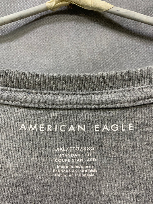 American Eagle Branded Original Gray Cotton T Shirt For Men