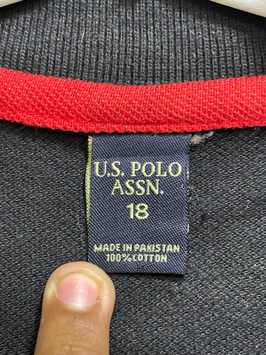 U.S Polo Assn Black Cotton Polo T Shirt For Men Medium