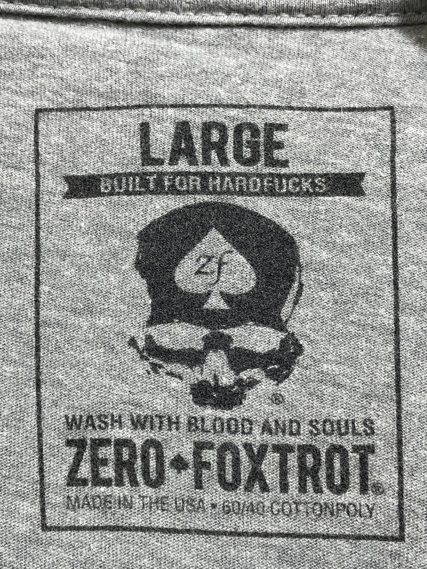 Zero Foxtrot Gray Cotton T Shirt For Men Medium Large