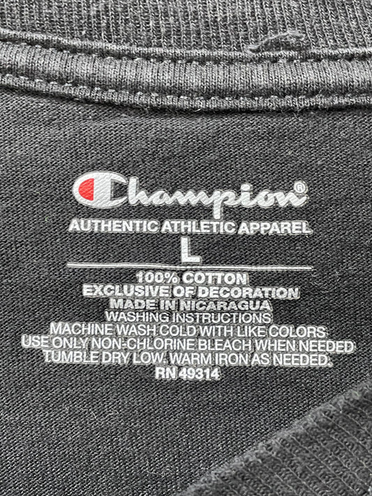 Champion Black Cotton T Shirt For Men Medium Large