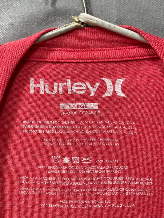 Hurley Pink Cotton T Shirt For Men Large
