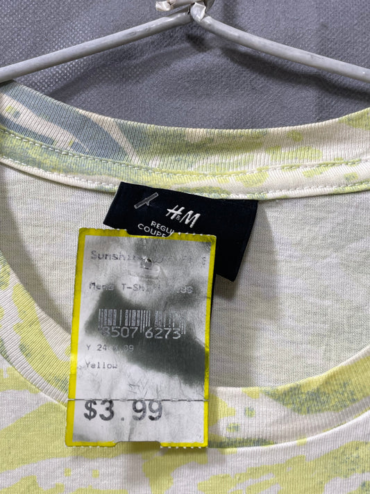 H&M Yellow Cotton T Shirt For Men Small