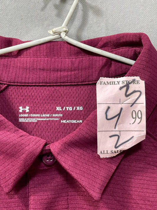 Under Armour Maroon Sport Polo T Shirt For Men XL