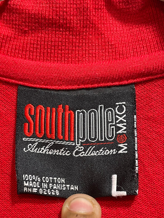 South Pole Red Cotton Polo T Shirt For Men Large