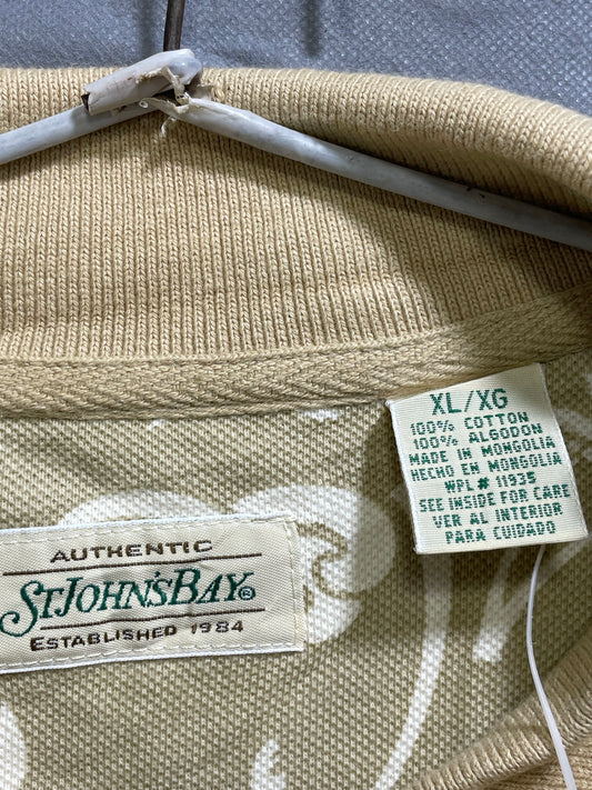 St John's Bay Cream Cotton Polo T Shirt For Men XX Large