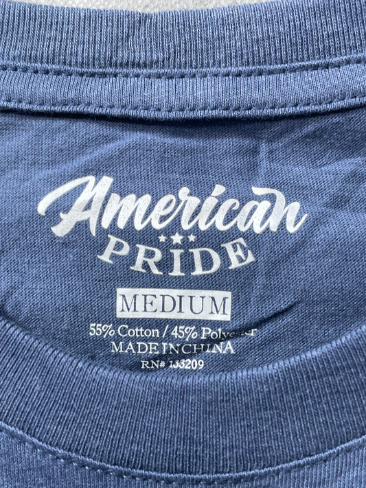 American Pride Blue Cotton T Shirt For Men M