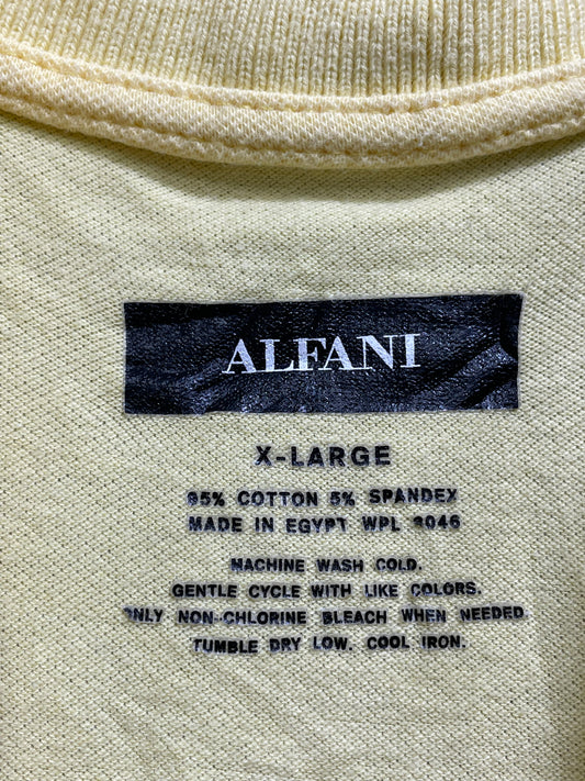 ALFANI Yellow Cotton Polo T Shirt For Men X Large